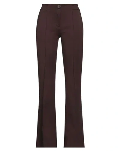 Ira Walendy Woman Pants Chocolate Brown Size 6 Viscose, Polyester, Polyamide, Elastane