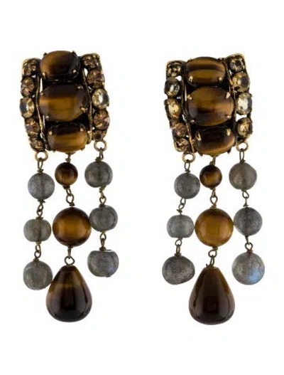 Pre-owned Iradj Moini Clip-on Drop Earrings In Multi