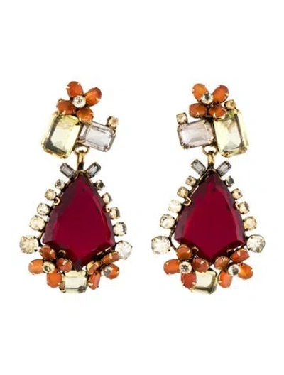 Pre-owned Iradj Moini Crystal & Multistone Clip-on Drop Earrings