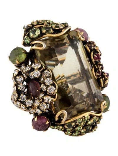 Pre-owned Iradj Moini Crystal & Multistone Cocktail Ring