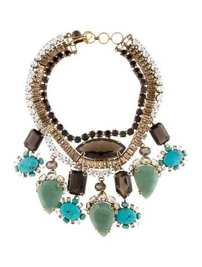 Pre-owned Iradj Moini Crystal & Multistone Collar Necklace, 18" In Yellow