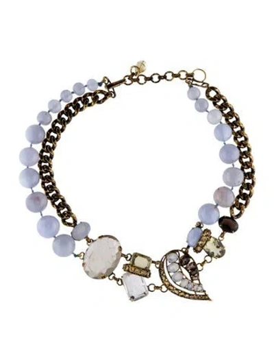 Pre-owned Iradj Moini Crystal Bead Chain Collar Necklace, 21" In Multi