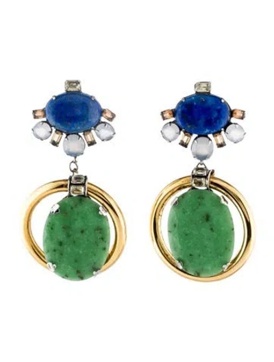 Pre-owned Iradj Moini Crystal Drop Clip-on Earrings In Multi