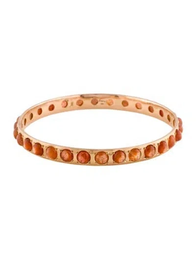 Pre-owned Irene Neuwirth 18k 13.95ctw Sunstone Bangle Bracelet, 7.5" In Multi