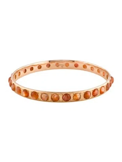 Pre-owned Irene Neuwirth 18k 13.95ctw Sunstone Bangle Bracelet, 7.75" In Multi