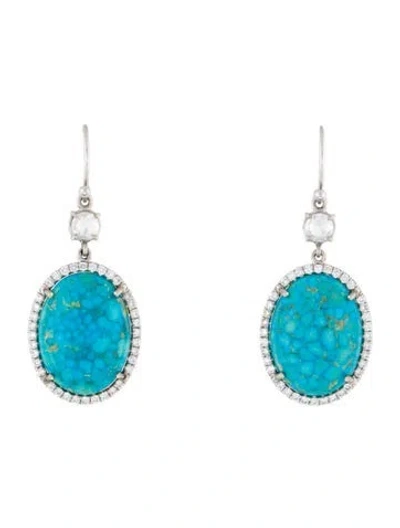 Pre-owned Irene Neuwirth 18k 25.14ctw Turquoise & 1.44ctw Diamond Drop Earrings In Multi