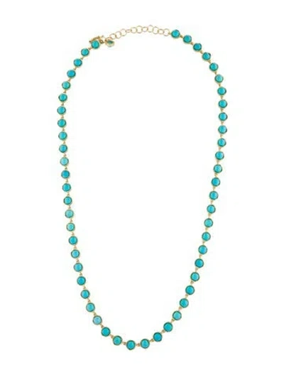 Pre-owned Irene Neuwirth 18k 27.00ctw Turquoise Small Classic Link Necklace, 20" In Multicolor
