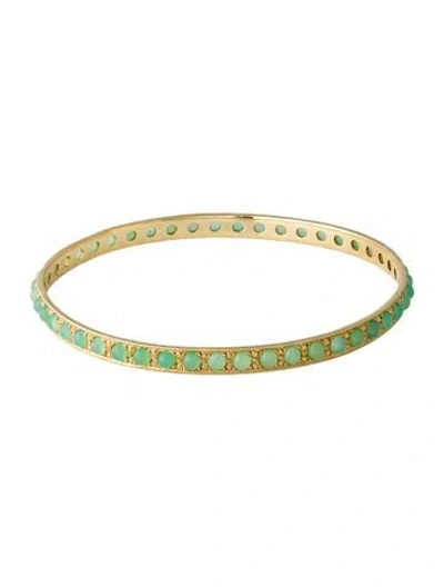 Pre-owned Irene Neuwirth 18k 3.22ctw Chrysoprase Bangle, 7.75" In Multicolor