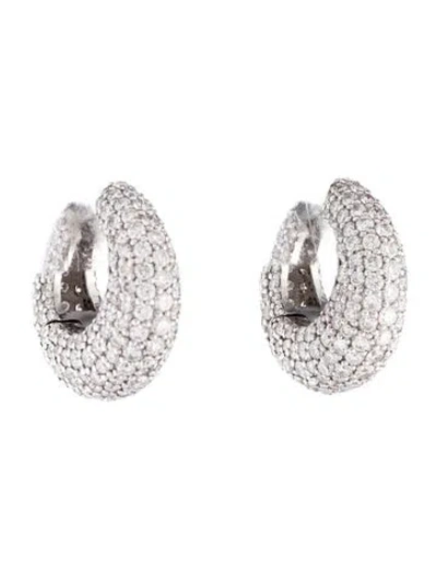 Pre-owned Irene Neuwirth 18k 5.43ctw Diamond Puffed Pavé Huggie Earrings In Multi