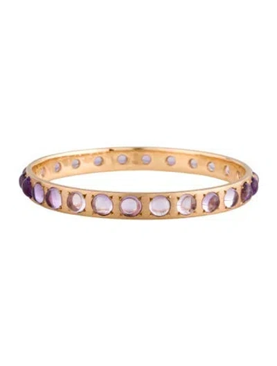 Pre-owned Irene Neuwirth 18k Amethyst Rose De France Bangle, 6.5" In Multi