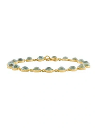 Pre-owned Irene Neuwirth 18k Aquamarine Link Bracelet, 6.5" In Multi