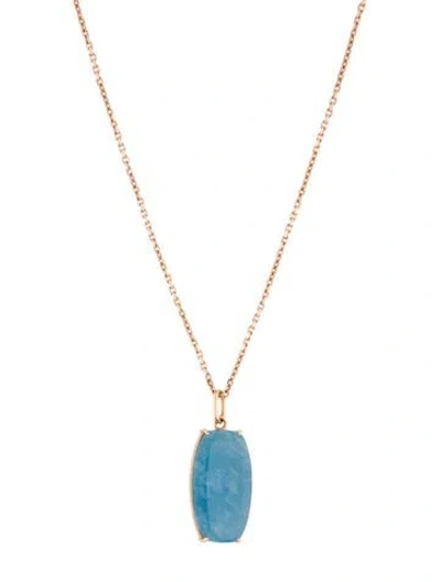 Pre-owned Irene Neuwirth 18k Aquamarine One Of A Kind Pendant W/ 18k Unbranded Chain, 20" In Multicolor