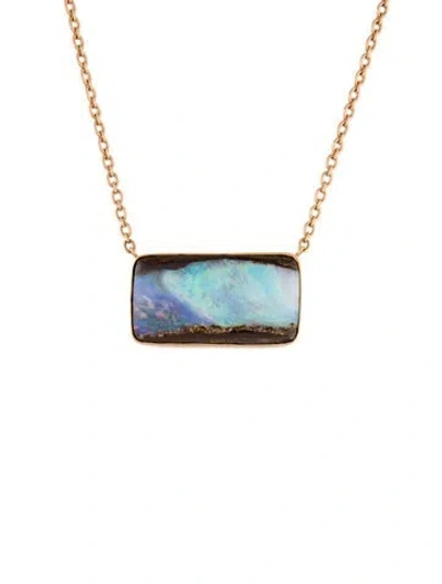Pre-owned Irene Neuwirth 18k Boulder Opal Pendant Necklace, 18" In Multi