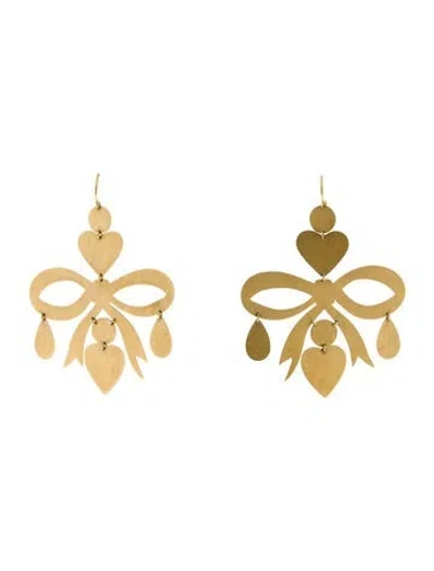 Pre-owned Irene Neuwirth 18k Bow Drop Earrings In Multi