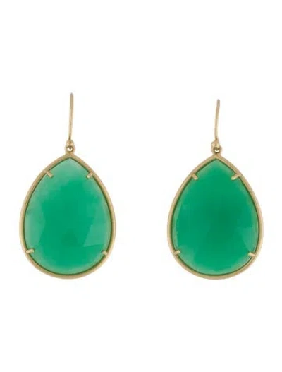 Pre-owned Irene Neuwirth 18k Chrysoprase Drop Earrings In Multi