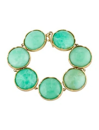 Pre-owned Irene Neuwirth 18k Chrysoprase Large Link Bracelet, 7" In Multi