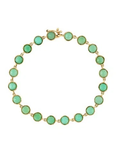 Pre-owned Irene Neuwirth 18k Chrysoprase Small Classic Link Bracelet, 7" In Multicolor