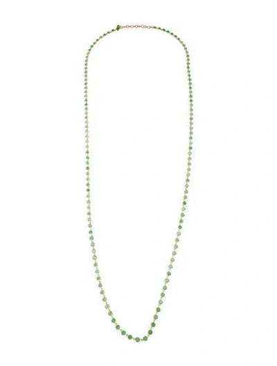 Pre-owned Irene Neuwirth 18k Chrysoprase Small Classic Link Long Station Necklace, 36" In Multi