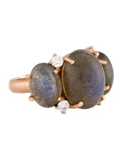 Pre-owned Irene Neuwirth 18k Diamond & Labradorite Classic Three-stone Cocktail Ring In Multi
