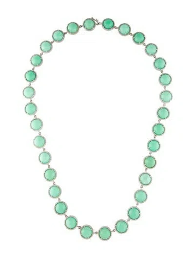 Pre-owned Irene Neuwirth 18k Diamond Chrysoprase Classic Link Necklace, 22" In Multi