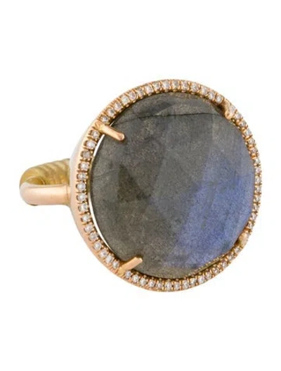 Pre-owned Irene Neuwirth 18k Labradorite & Diamond Halo Cocktail Ring In Multi