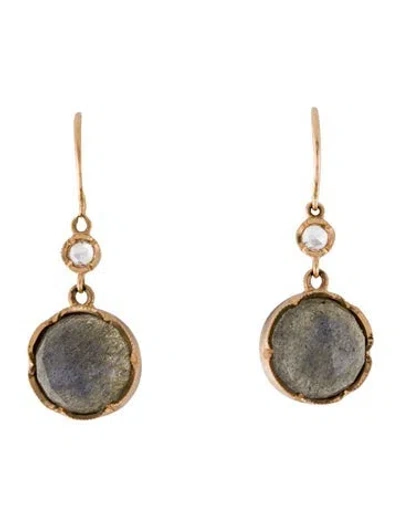 Pre-owned Irene Neuwirth 18k Labradorite Medium Classic Drop Earrings In Multi