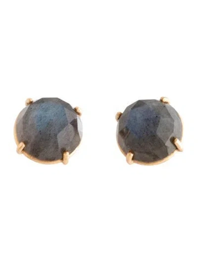 Pre-owned Irene Neuwirth 18k Labradorite Stud Earrings In Multicolor