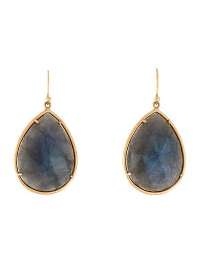 Pre-owned Irene Neuwirth 18k Labradorite Tear Drop Earrings In Multicolor