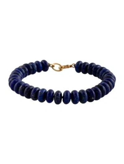 Pre-owned Irene Neuwirth 18k Lapis Lazuli Beaded Candy Bracelet, 6.5" In Blue