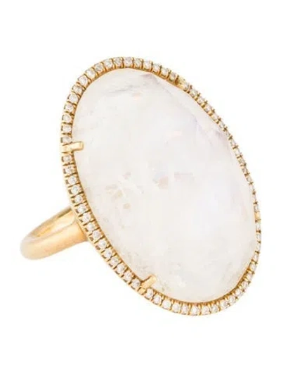 Pre-owned Irene Neuwirth 18k Moonstone & Diamond Halo Cocktail Ring In Multi
