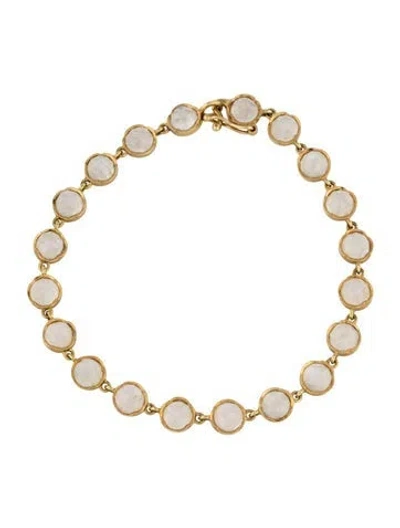 Pre-owned Irene Neuwirth 18k Moonstone Classic Link Bracelet, 7" In Multicolor