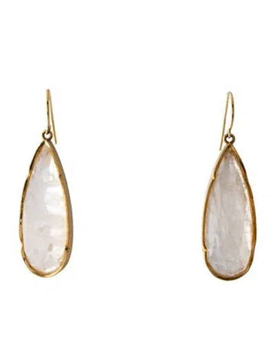 Pre-owned Irene Neuwirth 18k Moonstone Drop Earrings In Multi