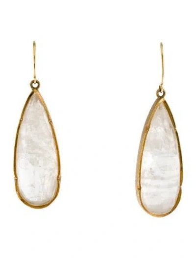 Pre-owned Irene Neuwirth 18k Moonstone Drop Earrings In Multicolor