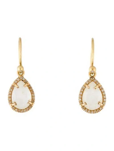 Pre-owned Irene Neuwirth 18k Moonstone Labradorite & Diamond Drop Earrings In Multi