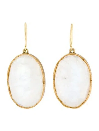 Pre-owned Irene Neuwirth 18k Moonstone Labradorite Drop Earrings In Multi