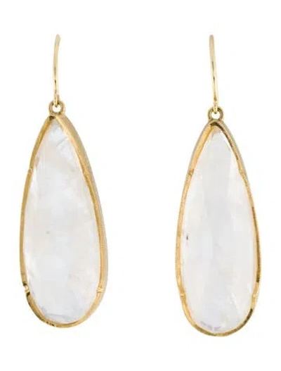 Pre-owned Irene Neuwirth 18k Moonstone Labradorite Extra Large Classic Tear Drop Earrings In Multi