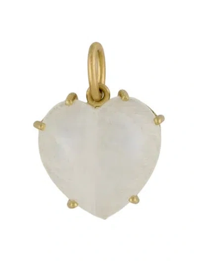 Pre-owned Irene Neuwirth 18k Moonstone Labradorite Love Pendant, 0.75" In Multi