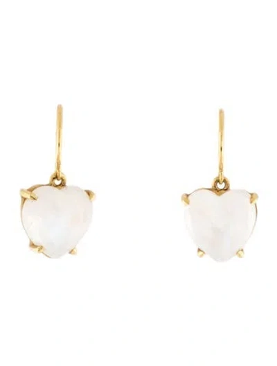 Pre-owned Irene Neuwirth 18k Moonstone Labradorite Small Love Earrings In Multicolor
