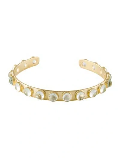 Pre-owned Irene Neuwirth 18k Moonstone Petite Classic Cuff Bracelet, 6.5" In Multi