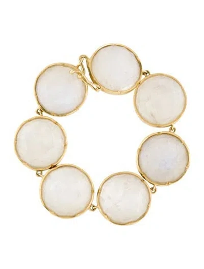 Pre-owned Irene Neuwirth 18k Moonstone Station Bracelet, 6.5" In Multi