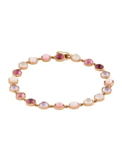 Pre-owned Irene Neuwirth 18k Multistone Classic Link Bracelet, 6.75"