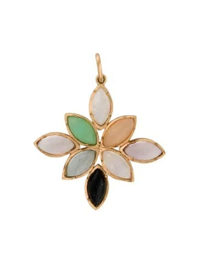Pre-owned Irene Neuwirth 18k Multi-stone Marquise Pendant, 1.75"