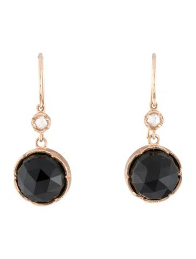 Pre-owned Irene Neuwirth 18k Onyx & Diamond Drop Earrings In Multi