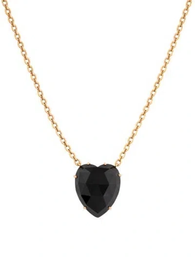 Pre-owned Irene Neuwirth 18k Onyx Large Love Pendant Necklace, 16.75" In Multi