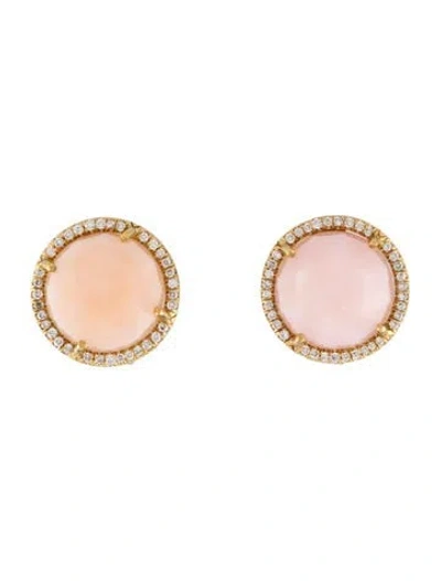 Pre-owned Irene Neuwirth 18k Opal & Diamond Clip-on Earrings In Multicolor