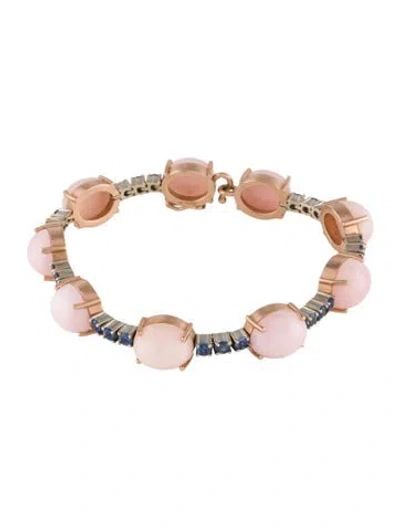 Pre-owned Irene Neuwirth 18k Opal & Sapphire Station Bracelet, 6.75" In Multi