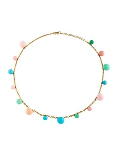 Pre-owned Irene Neuwirth 18k Opal, Turquoise & Chrysoprase Gumball Necklace, 18" In Multicolor