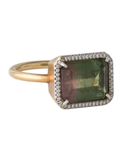 Pre-owned Irene Neuwirth 18k Parti-colored Tourmaline & Diamond Gemmy Gem Cocktail Ring In Multicolor