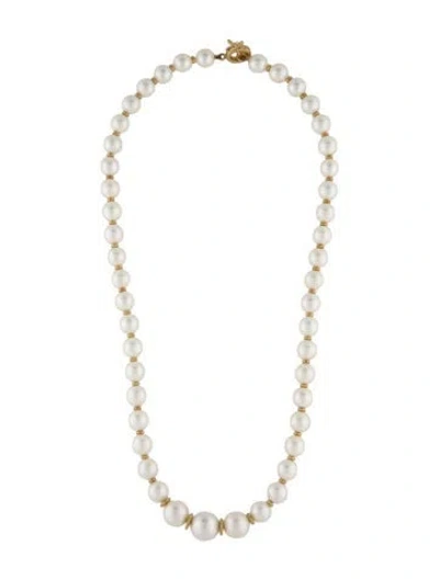 Pre-owned Irene Neuwirth 18k Pearl Graduated Necklace, 16.5" In Multicolor