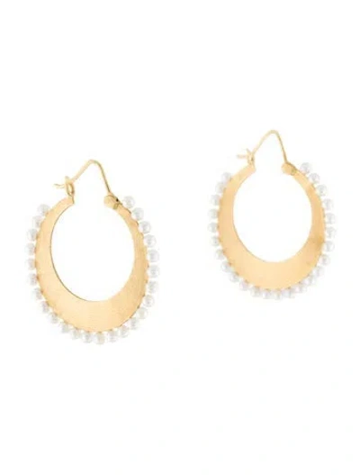 Pre-owned Irene Neuwirth 18k Pearl Hoop Earrings In Multi